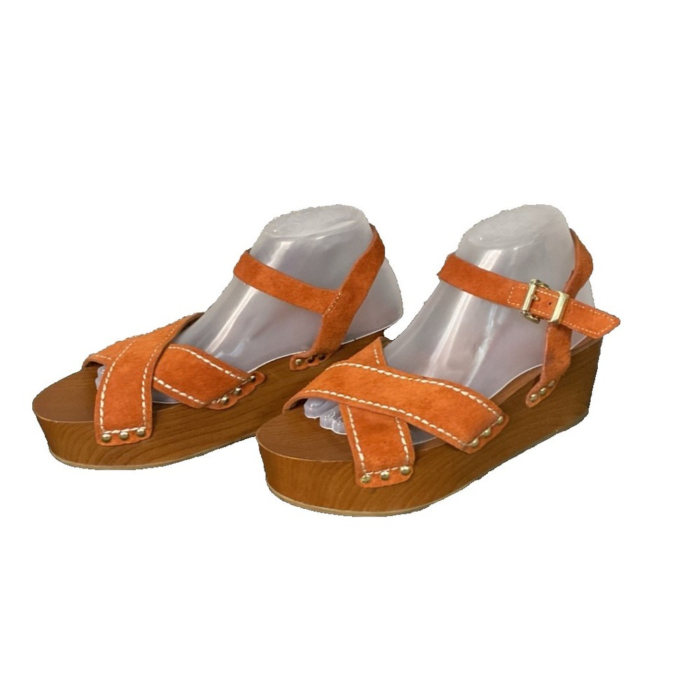 Sam Edelman Brown Ankle Strap Suede Wedge Heel Sandals Sz 10